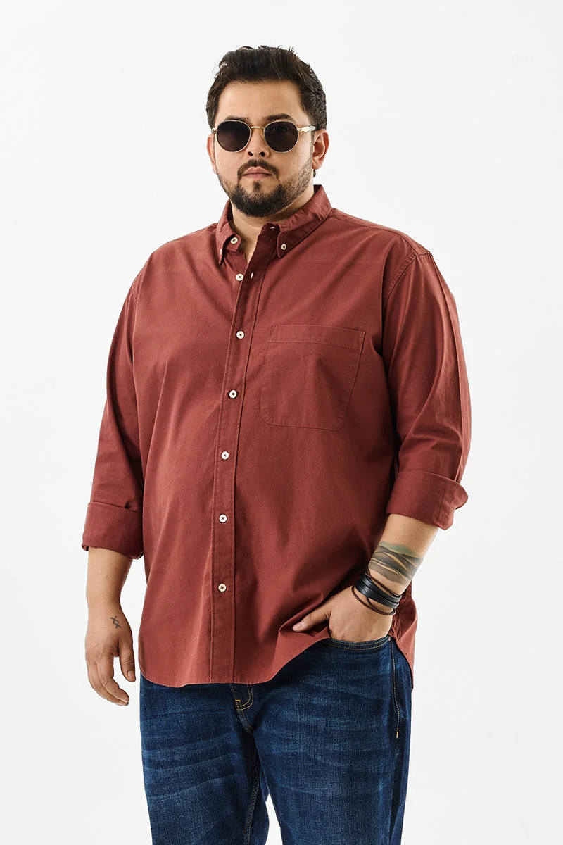سنيتش Lucia Rust Plain Plus Size Shirts